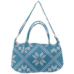 Blue Winter Knitted Texture, Blue Winter Background, Knitted Texture Removable Strap Handbag by kyorashop23