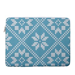 Blue Winter Knitted Texture, Blue Winter Background, Knitted Texture 15  Vertical Laptop Sleeve Case With Pocket