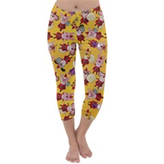 Cartoon Xmas Characters Pattern Capri Winter Leggings 