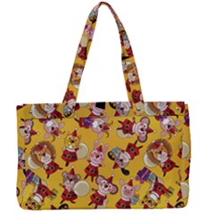 Cartoon Xmas Characters Pattern Canvas Work Bag