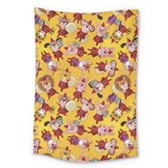 Cartoon Xmas Characters Pattern Large Tapestry