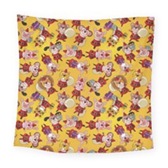 Cartoon Xmas Characters Pattern Square Tapestry (large)