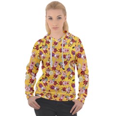 Cartoon Xmas Characters Pattern Women s Overhead Hoodie