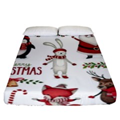 Christmas Characters Pattern, Xmas Backgrounds Fitted Sheet (king Size) by kyorashop23