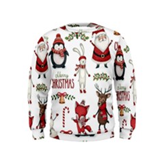 Christmas Characters Pattern, Xmas Backgrounds Kids  Sweatshirt