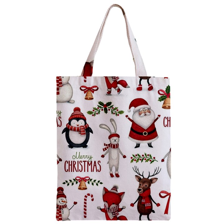 Christmas Characters Pattern, Xmas Backgrounds Zipper Classic Tote Bag