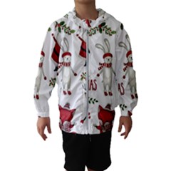 Christmas Characters Pattern, Xmas Backgrounds Kids  Hooded Windbreaker