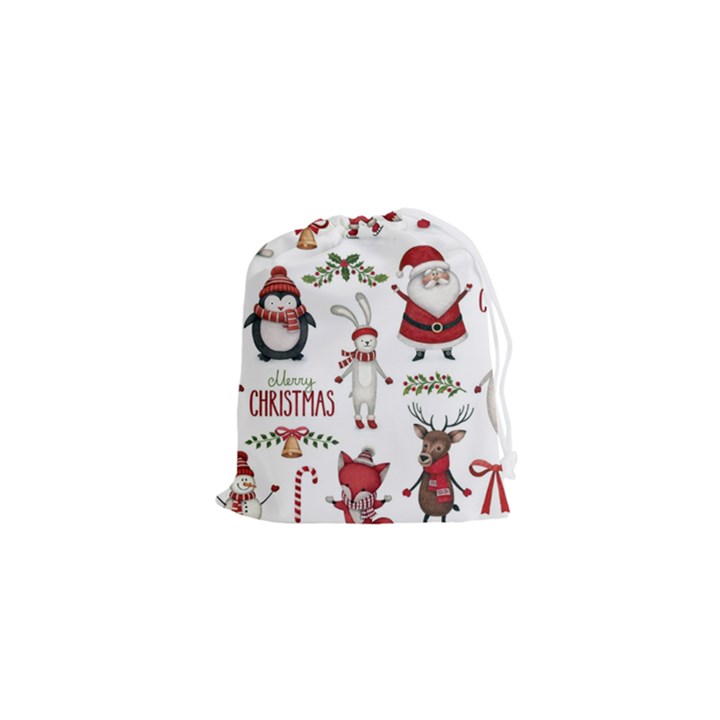 Christmas Characters Pattern, Xmas Backgrounds Drawstring Pouch (XS)