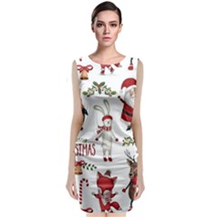 Christmas Characters Pattern, Xmas Backgrounds Sleeveless Velvet Midi Dress