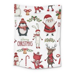 Christmas Characters Pattern, Xmas Backgrounds Medium Tapestry