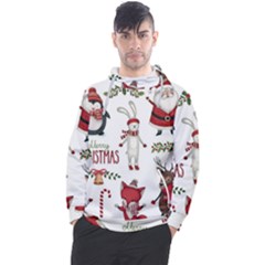 Christmas Characters Pattern, Xmas Backgrounds Men s Pullover Hoodie