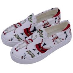 Christmas Characters Pattern, Xmas Backgrounds Kids  Canvas Slip Ons by kyorashop23