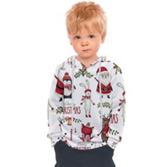 Christmas Characters Pattern, Xmas Backgrounds Kids  Overhead Hoodie