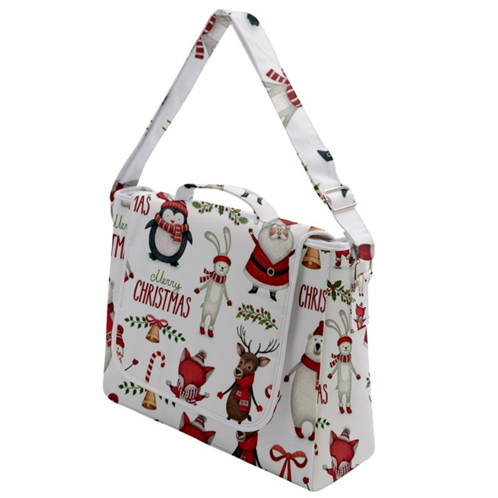 Christmas Characters Pattern, Xmas Backgrounds Box Up Messenger Bag