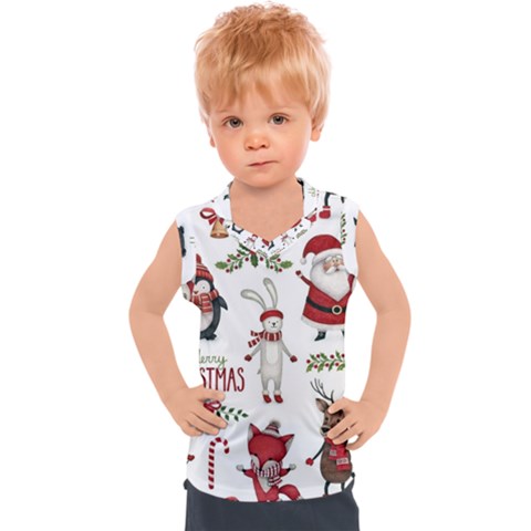 Christmas Characters Pattern, Xmas Backgrounds Kids  Sport Tank Top by kyorashop23