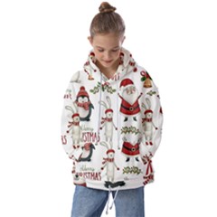 Christmas Characters Pattern, Xmas Backgrounds Kids  Oversized Hoodie