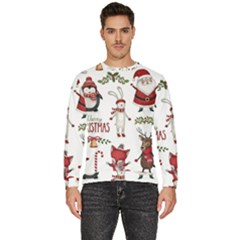 Christmas Characters Pattern, Xmas Backgrounds Men s Fleece Sweatshirt