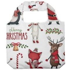 Christmas Characters Pattern, Xmas Backgrounds Foldable Grocery Recycle Bag by kyorashop23