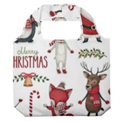 Christmas Characters Pattern, Xmas Backgrounds Premium Foldable Grocery Recycle Bag by kyorashop23