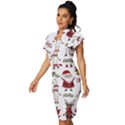 Christmas Characters Pattern, Xmas Backgrounds Vintage Frill Sleeve V-Neck Bodycon Dress View2