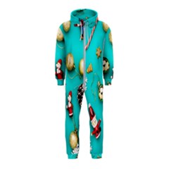 Christmas Decorations Blue Xmas Background Hooded Jumpsuit (kids)