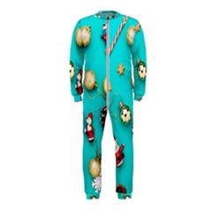 Christmas Decorations Blue Xmas Background Onepiece Jumpsuit (kids)