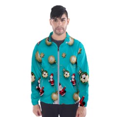 Christmas Decorations Blue Xmas Background Men s Windbreaker