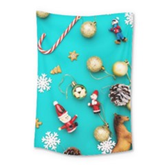 Christmas Decorations Blue Xmas Background Small Tapestry