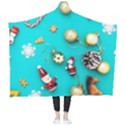 Christmas Decorations Blue Xmas Background Wearable Blanket View2