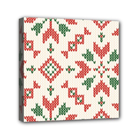 Christmas Texture, New Year, Red-green Christmas Ornament Texture Mini Canvas 6  X 6  (stretched) by kyorashop23