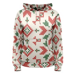 Christmas Texture, New Year, Red-green Christmas Ornament Texture Women s Pullover Hoodie