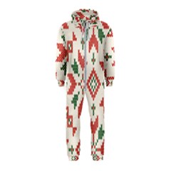 Christmas Texture, New Year, Red-green Christmas Ornament Texture Hooded Jumpsuit (kids)