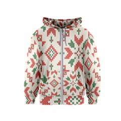 Christmas Texture, New Year, Red-green Christmas Ornament Texture Kids  Zipper Hoodie