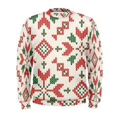 Christmas Texture, New Year, Red-green Christmas Ornament Texture Men s Sweatshirt