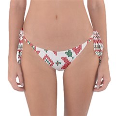 Christmas Texture, New Year, Red-green Christmas Ornament Texture Reversible Bikini Bottoms by kyorashop23