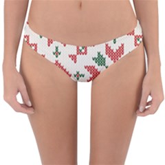 Christmas Texture, New Year, Red-green Christmas Ornament Texture Reversible Hipster Bikini Bottoms by kyorashop23