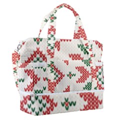 Christmas Texture, New Year, Red-green Christmas Ornament Texture Sports Shoulder Bag With Shoes Compartment