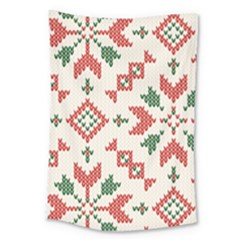 Christmas Texture, New Year, Red-green Christmas Ornament Texture Large Tapestry