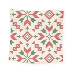 Christmas Texture, New Year, Red-green Christmas Ornament Texture Square Tapestry (small)