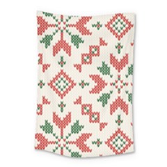 Christmas Texture, New Year, Red-green Christmas Ornament Texture Small Tapestry