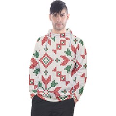 Christmas Texture, New Year, Red-green Christmas Ornament Texture Men s Pullover Hoodie