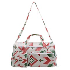 Christmas Texture, New Year, Red-green Christmas Ornament Texture Sports Gym Duffle Bag With Shoe Compartment by kyorashop23