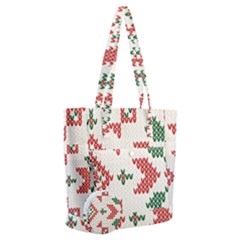 Christmas Texture, New Year, Red-green Christmas Ornament Texture Everyday Shoulder Bag With Pouch Bag