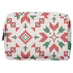 Christmas Texture, New Year, Red-green Christmas Ornament Texture Make Up Pouch (medium) by kyorashop23