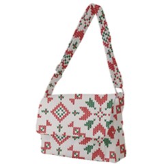 Christmas Texture, New Year, Red-green Christmas Ornament Texture Full Print Messenger Bag (l) by kyorashop23