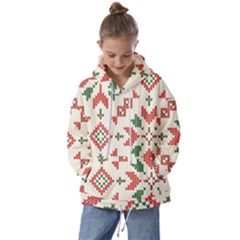 Christmas Texture, New Year, Red-green Christmas Ornament Texture Kids  Oversized Hoodie