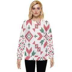 Christmas Texture, New Year, Red-green Christmas Ornament Texture Hidden Pocket Sweatshirt