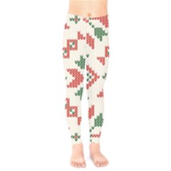 Christmas Texture, New Year, Red-green Christmas Ornament Texture Kids  Classic Winter Leggings