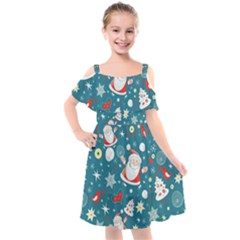 Christmas, Decorative, Desenho, Pattern Kids  Cut Out Shoulders Chiffon Dress by kyorashop23