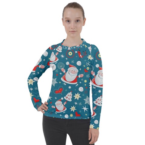 Christmas, Decorative, Desenho, Pattern Women s Pique Long Sleeve T-shirt by kyorashop23